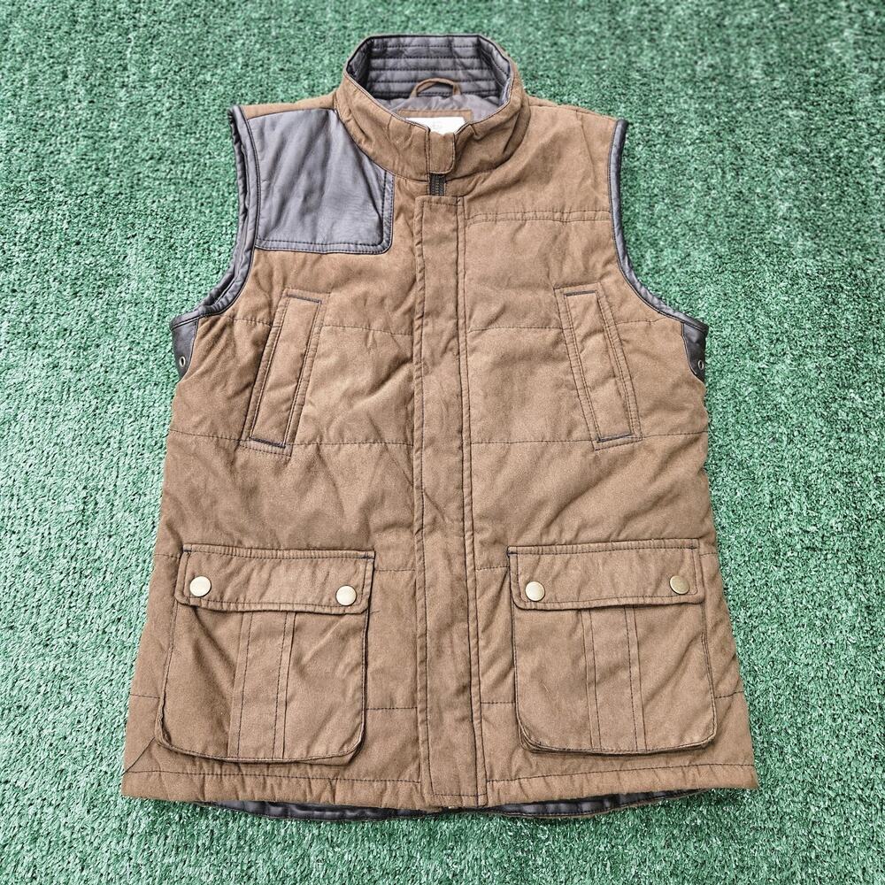 CLASS/CLUB Youth 14/16 ZIPPER/HOOK BROWN/BLACK VEST EMULATES SUEDE TEXTURE